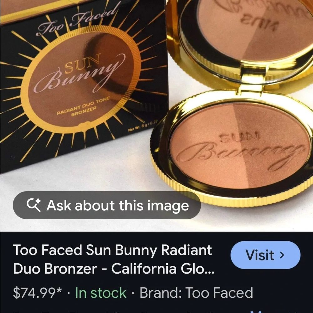Too Faced Sun Bunny Radiant Duo Tone Bronzer - Brown and Gold